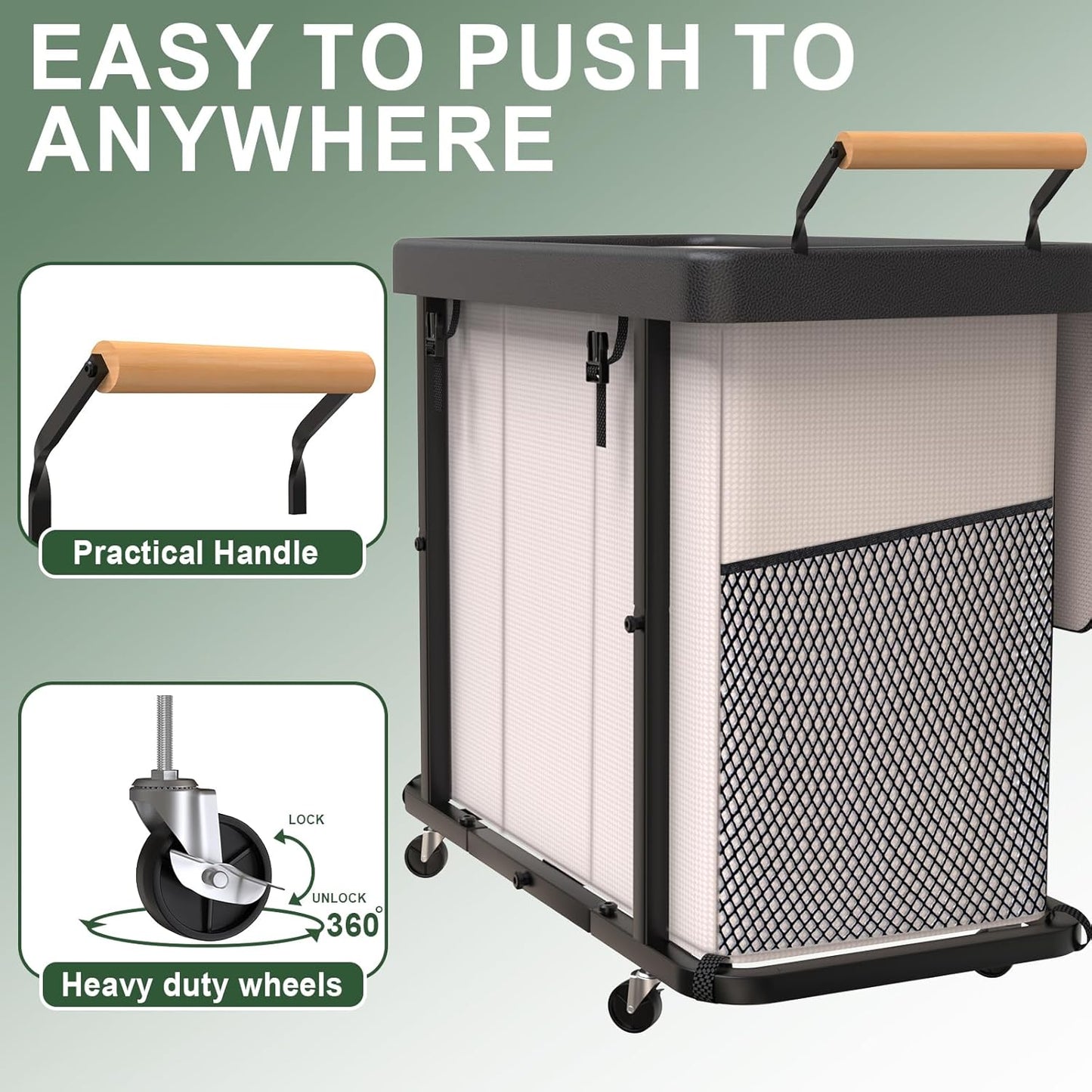 Extra Large 3-Section Laundry Hamper with Wheels & Lid – 230L White Organizer