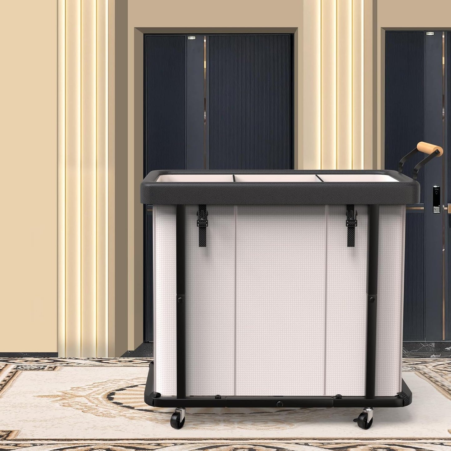 Extra Large 3-Section Laundry Hamper with Wheels & Lid – 230L White Organizer