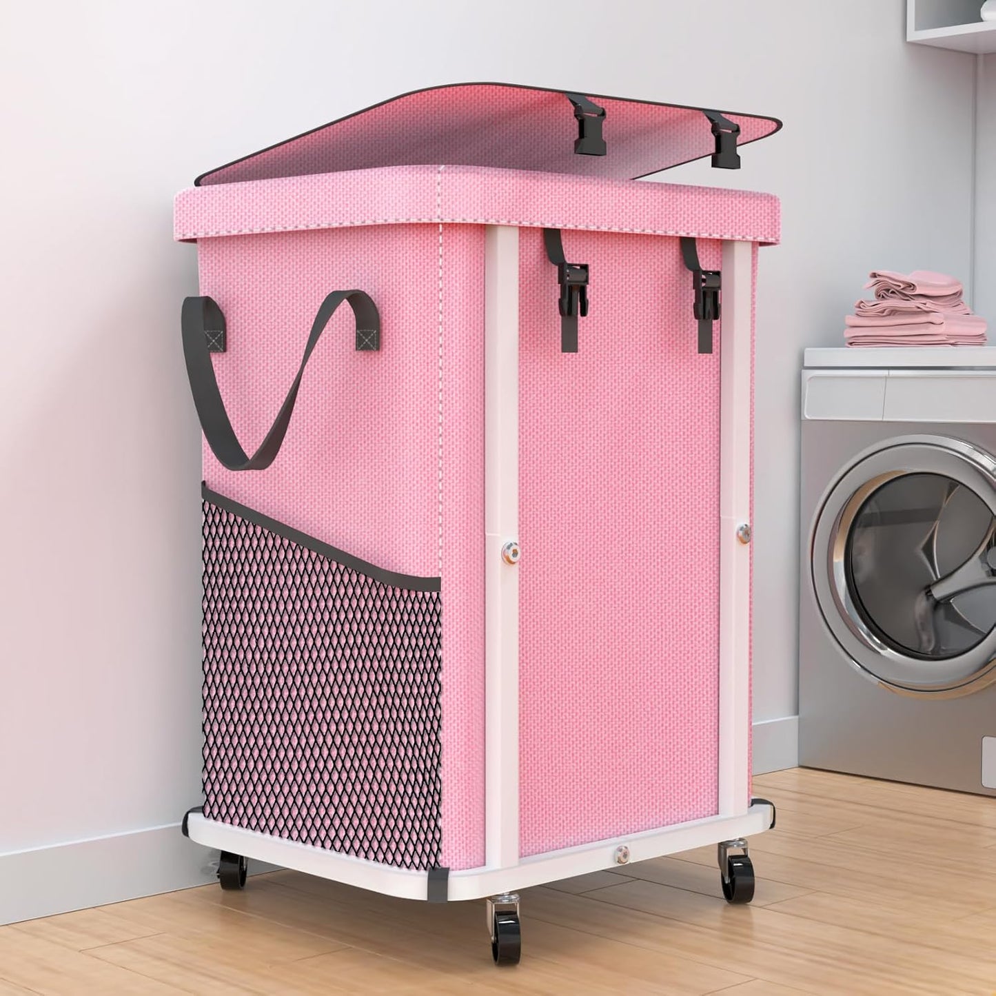 Rolling 150L Laundry Hamper with Wheels & Removable Bag – Grey