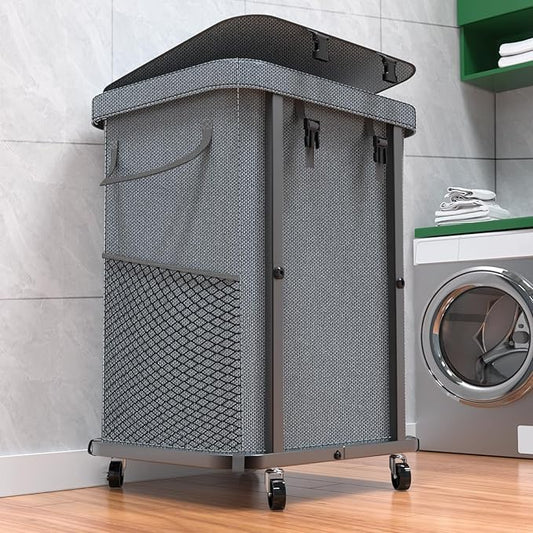 Rolling 150L Laundry Hamper with Wheels & Removable Bag – Grey